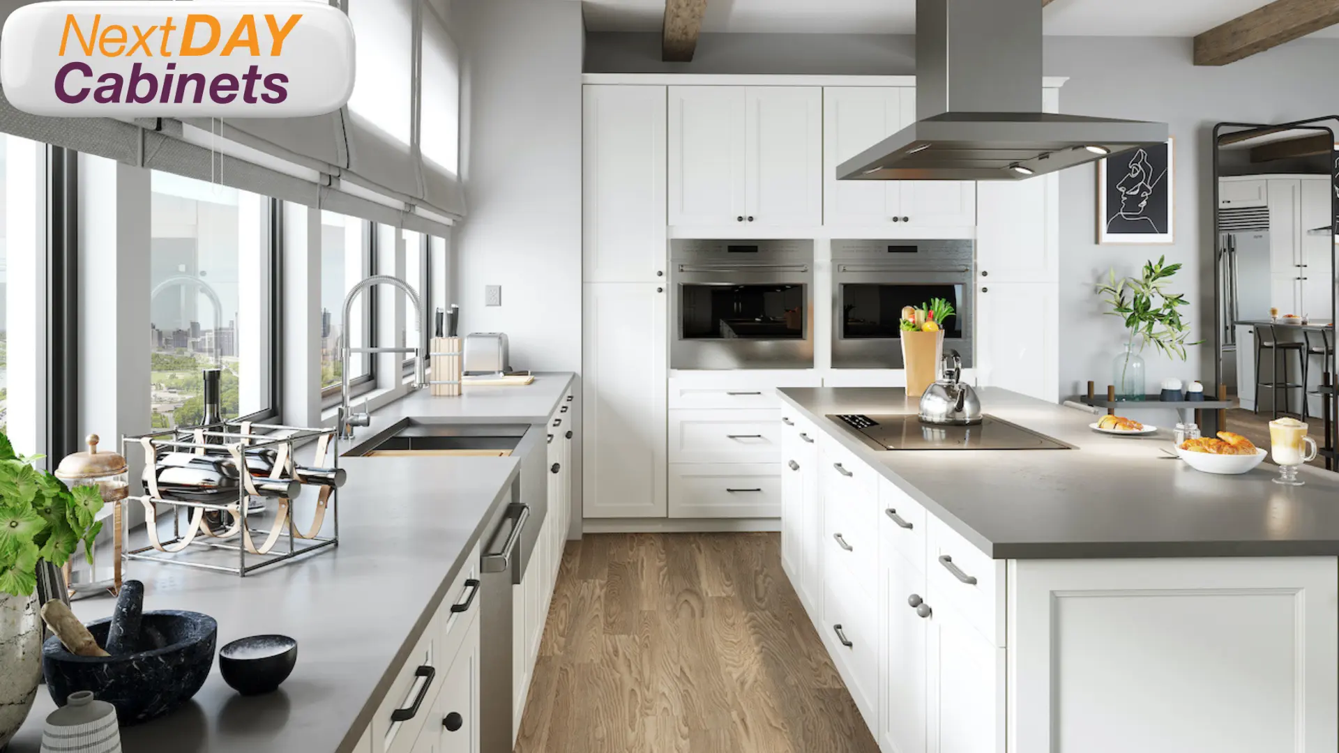 Modern-Kitchen-with-Classic-White-Cabinet-Color-with-NextDAY-Cabinets-Richmond-Virginia