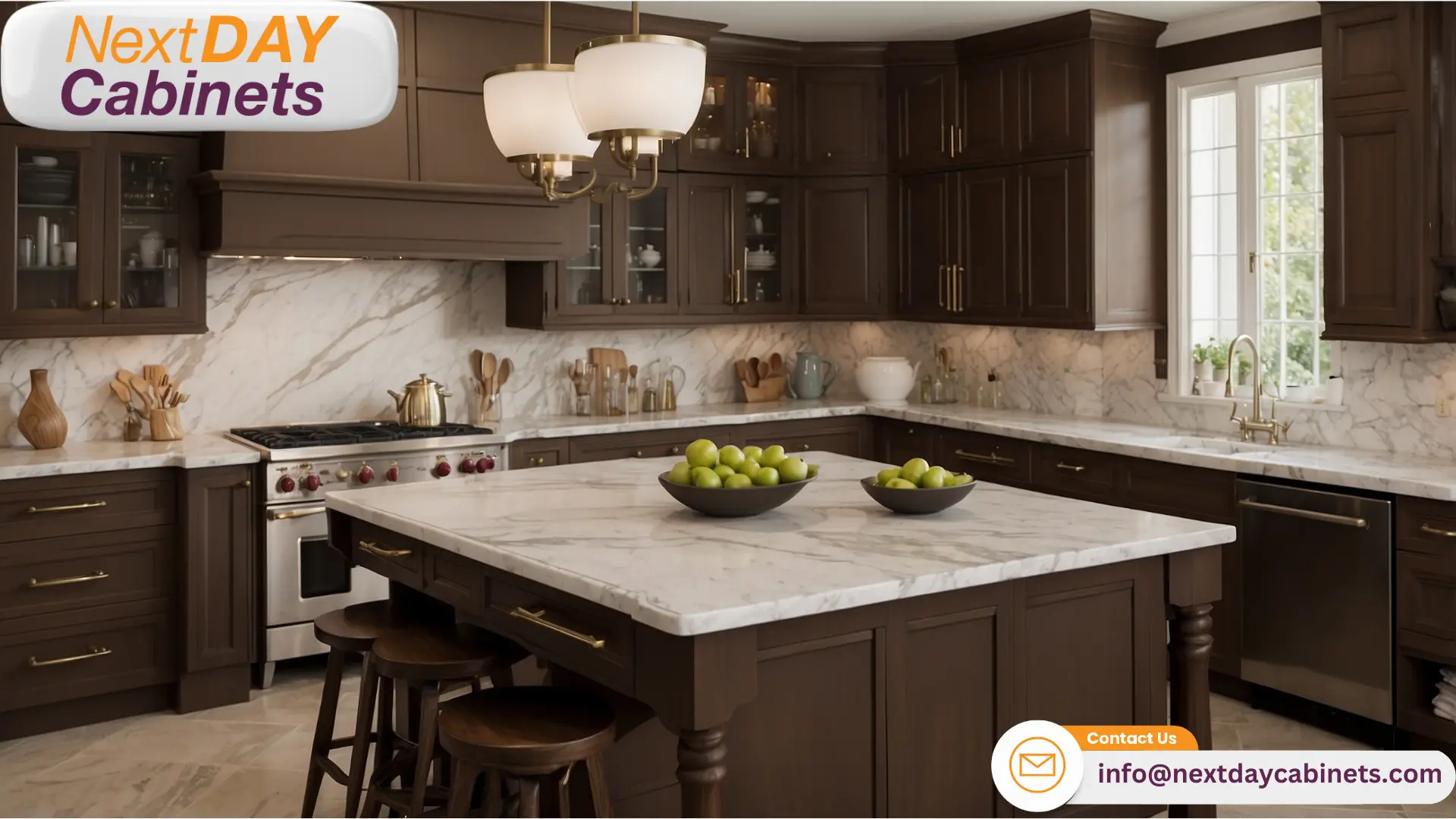 marble-backsplash-with-brown-kitchen-cabinets