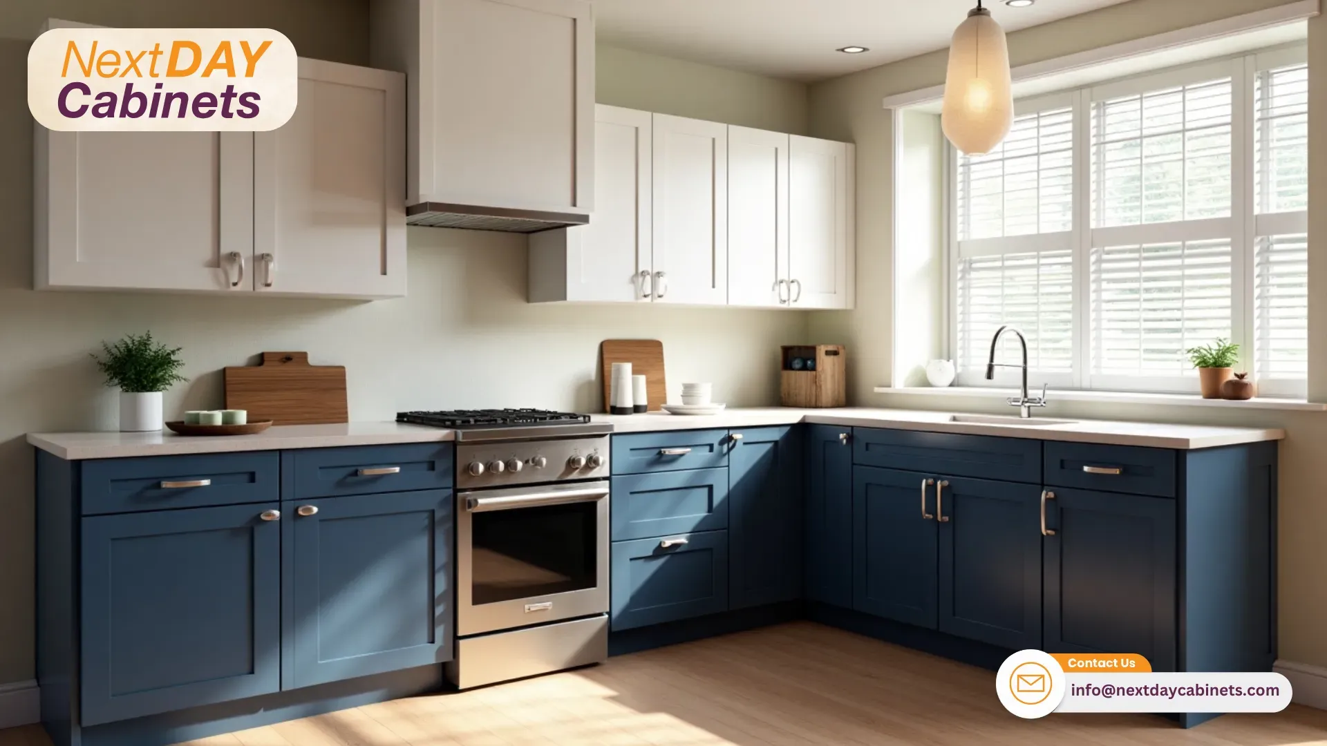 Two-Tone-Kitchen-Cabinets-having-Classic-White-and-Navy-Blue