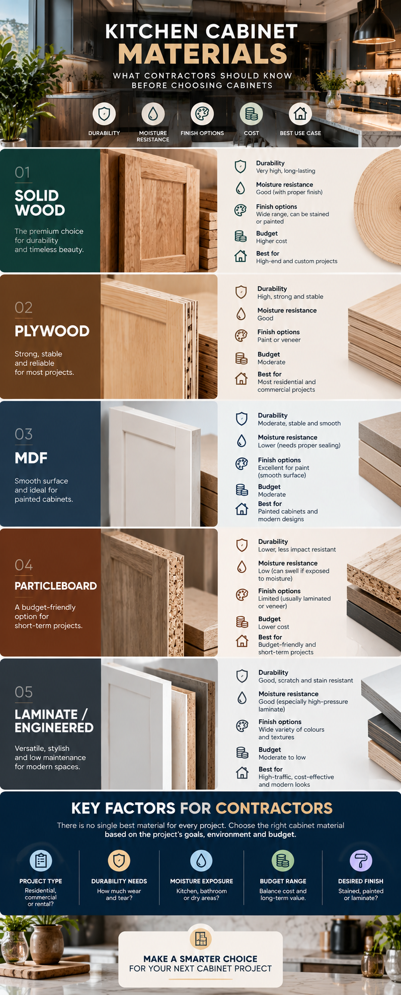 Kitchen Cabinet Materials: What Contractors Should Know Before Choosing Cabinets 2 Common Kitchen Cabinet Materials